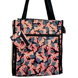 Vintage Tapestry Tote Purse featuring a colorful US American patriotic d…